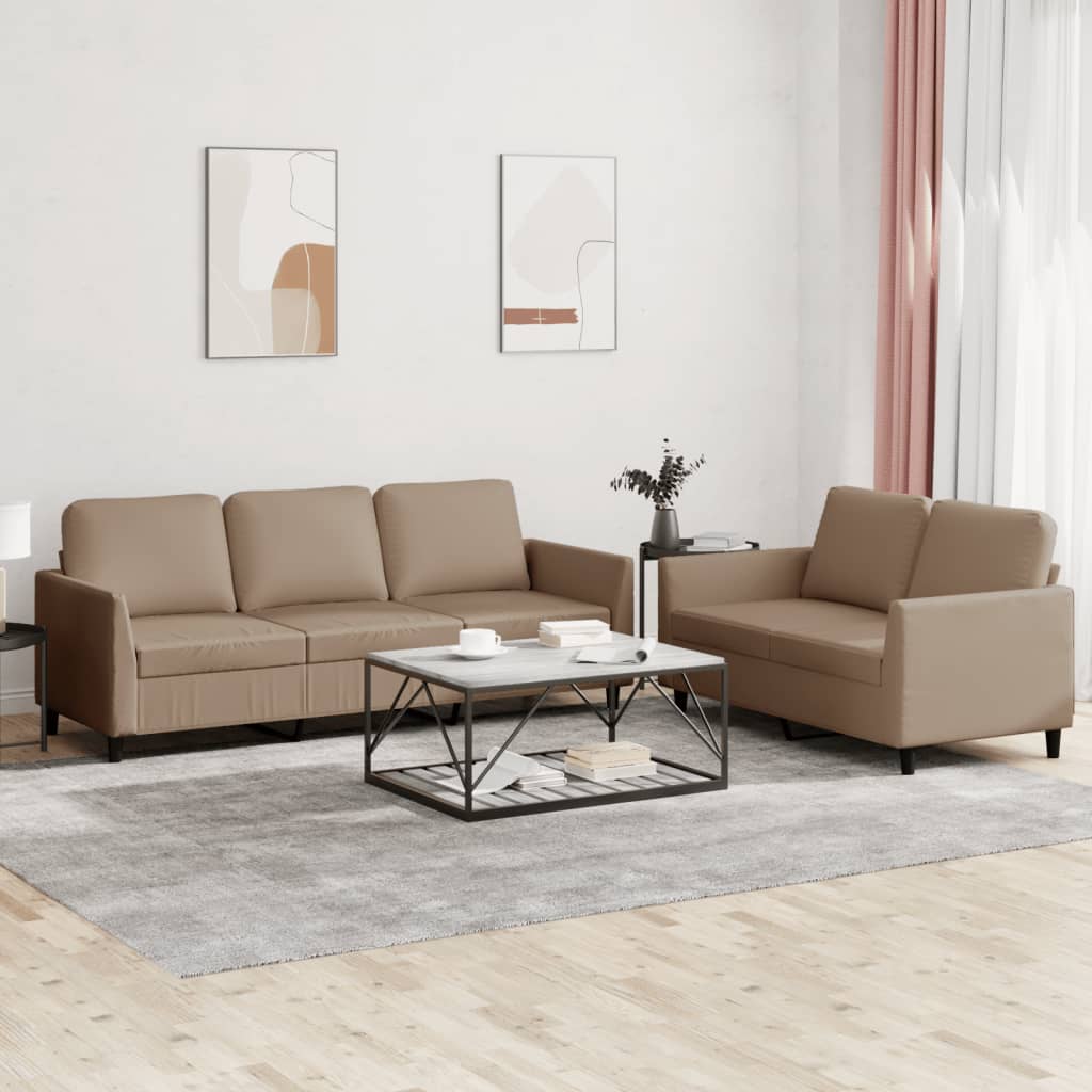 Ensemble de canapés 2 pcs avec coussins Cappuccino Similicuir - XIOS