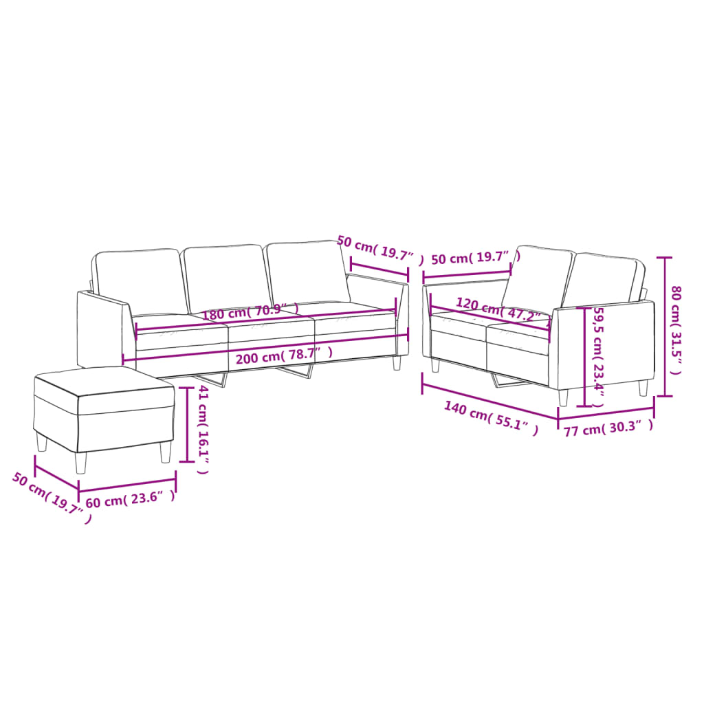 Ensemble de canapés 3 pcs avec coussins Cappuccino Similicuir - XIOS