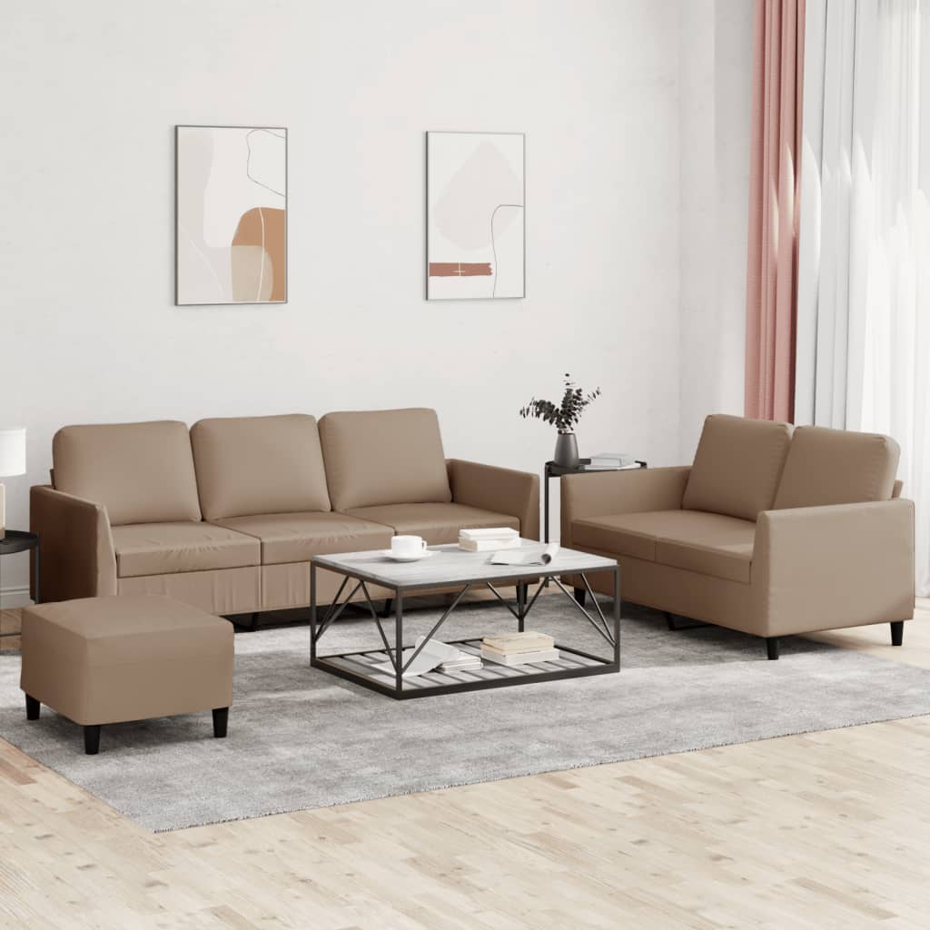 Ensemble de canapés 3 pcs avec coussins Cappuccino Similicuir - XIOS