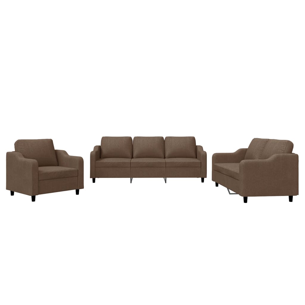 Ensemble de canapés 3 pcs avec coussins Marron Tissu - XIOS