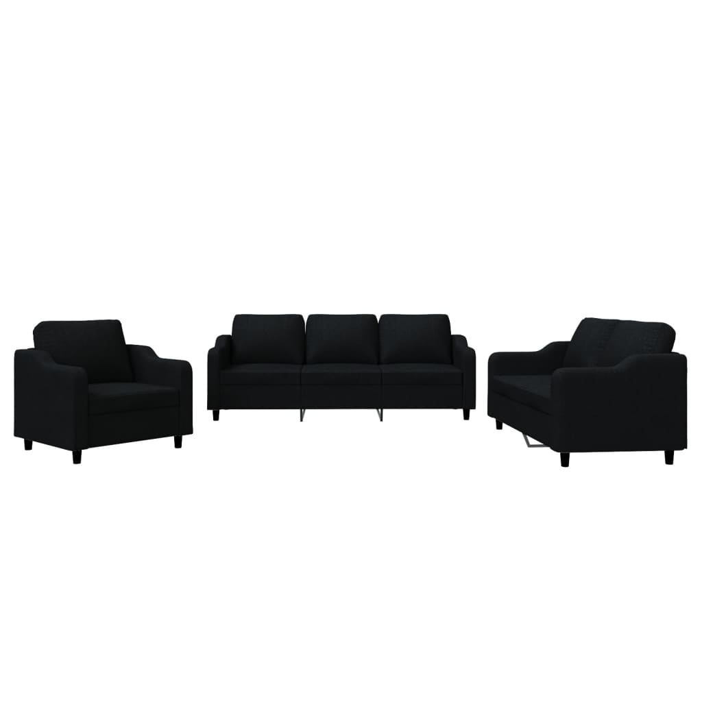 Ensemble de canapés 3 pcs avec coussins Noir Tissu - XIOS