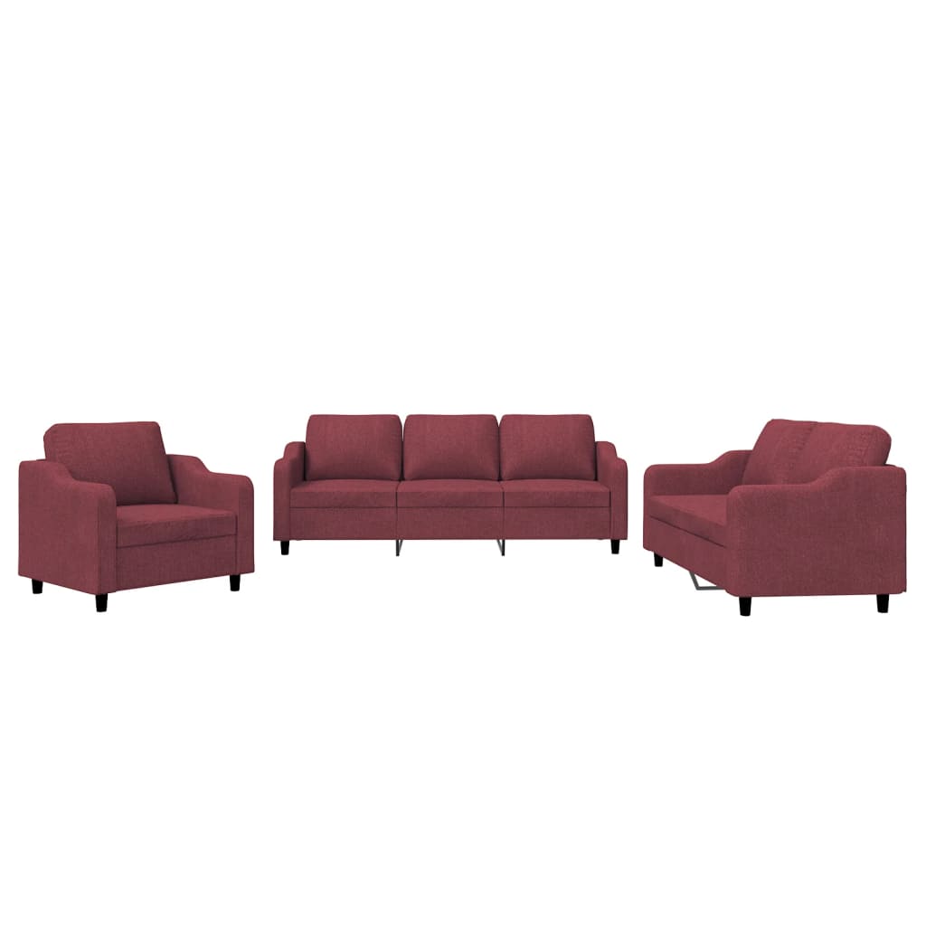 Ensemble de canapés 3 pcs avec coussins Rouge bordeaux Tissu - XIOS
