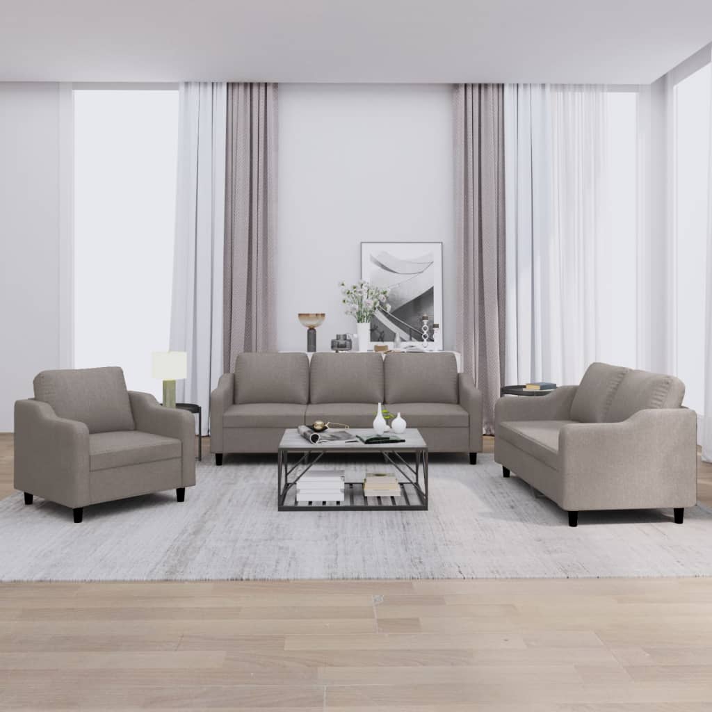 Ensemble de canapés 3 pcs avec coussins Taupe Tissu - XIOS