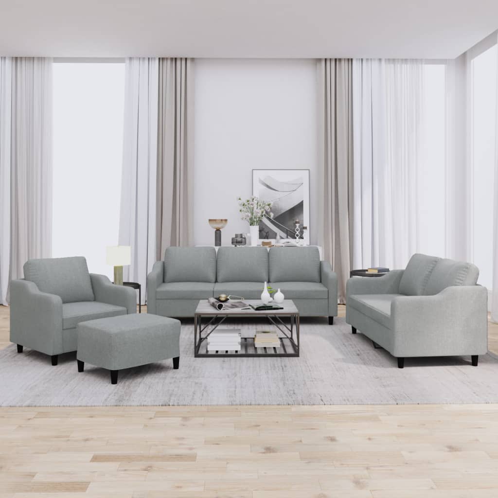 Ensemble de canapés 4 pcs avec coussins Gris clair Tissu - XIOS