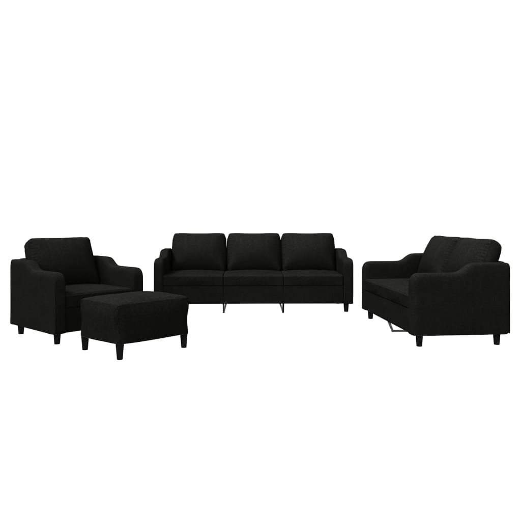 Ensemble de canapés 4 pcs avec coussins Noir Tissu - XIOS