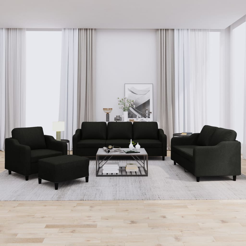 Ensemble de canapés 4 pcs avec coussins Noir Tissu - XIOS