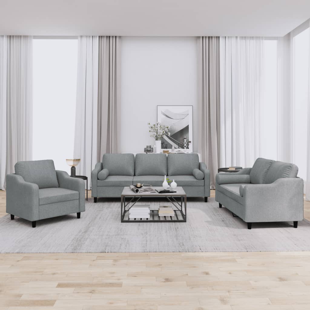Ensemble de canapés 3 pcs coussins gris clair tissu - XIOS