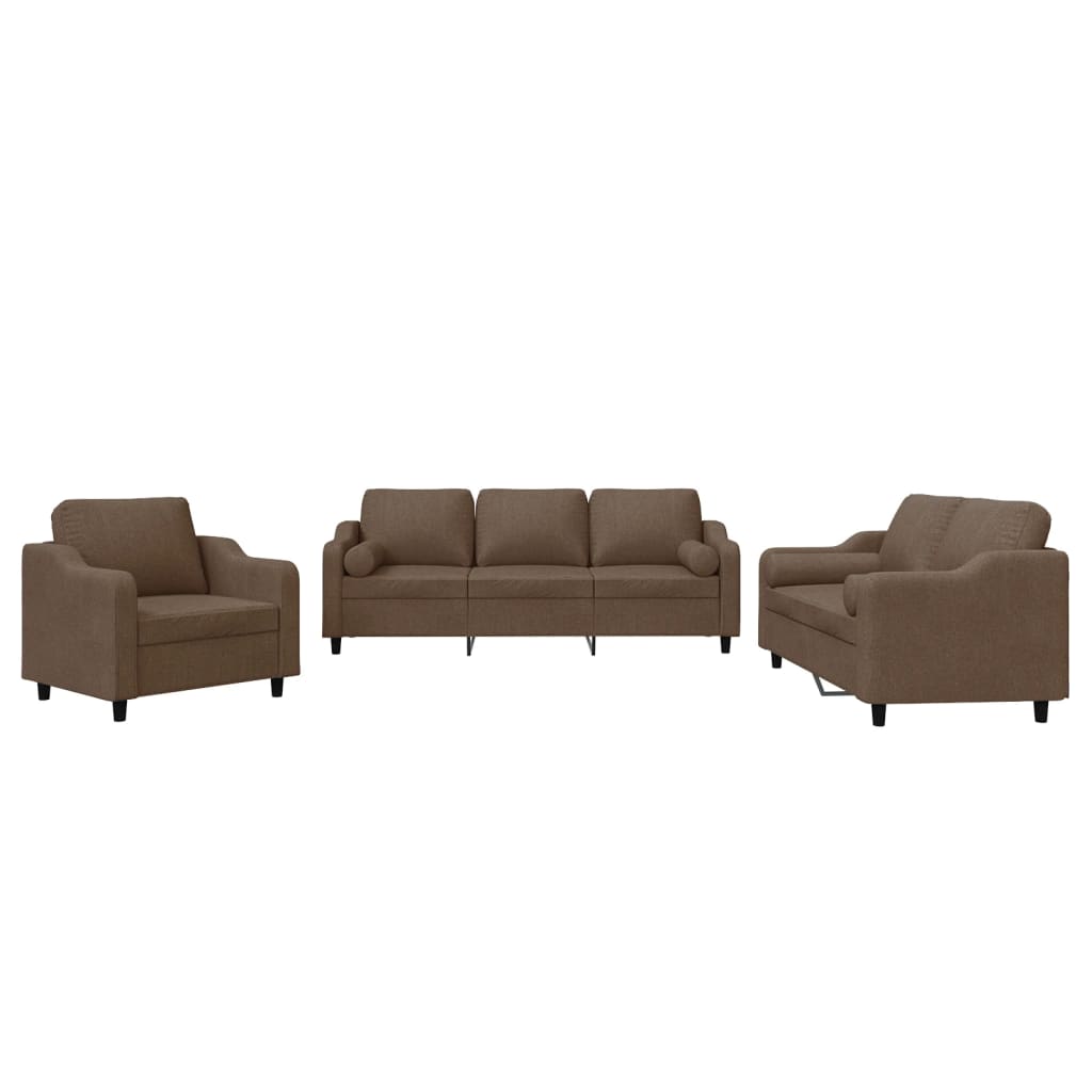 Ensemble de canapés 3 pcs avec coussins marron tissu - XIOS