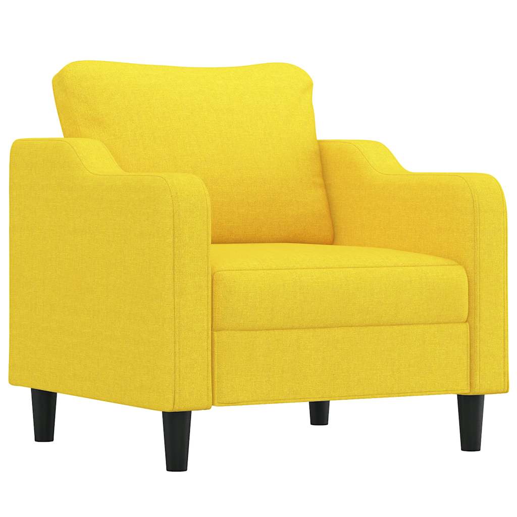 Ensemble de canapés 3 pcs avec coussins jaune clair tissu