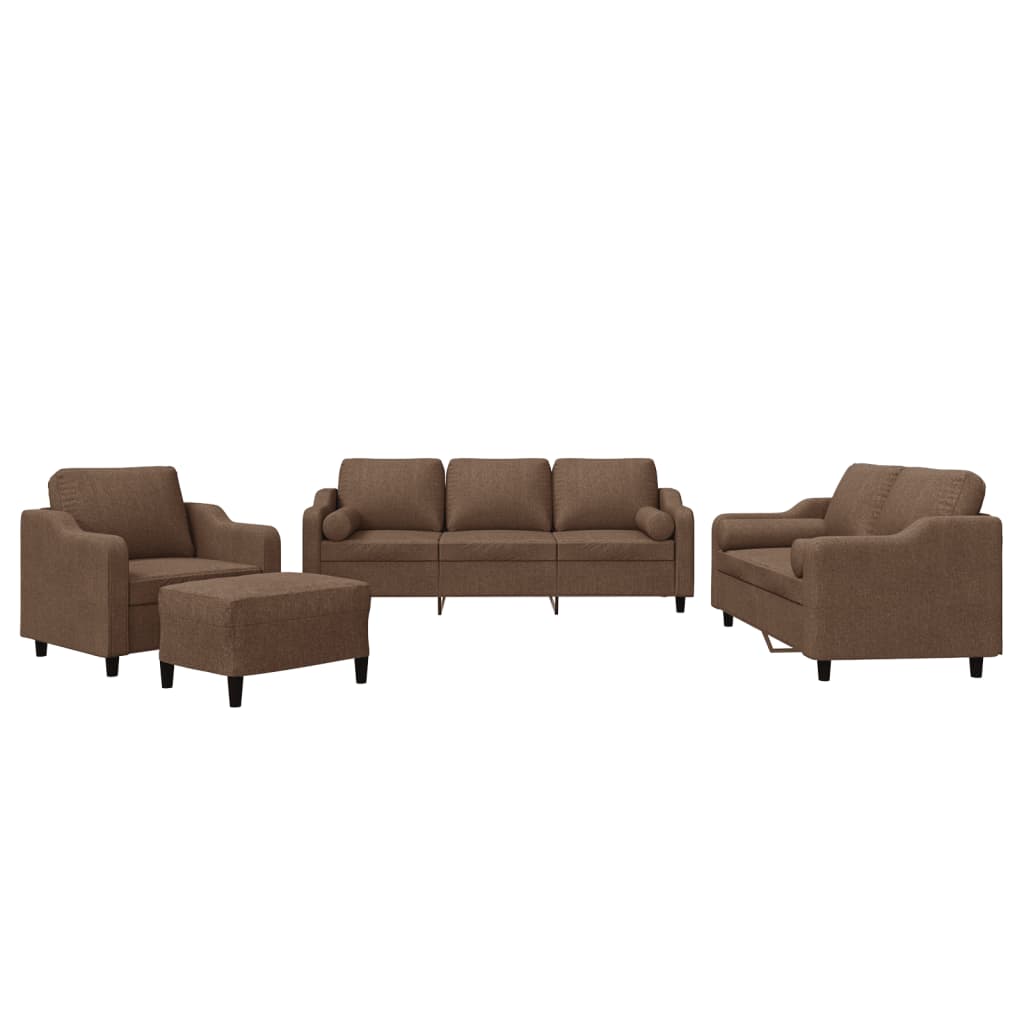 Ensemble de canapés 4 pcs avec coussins marron tissu - XIOS
