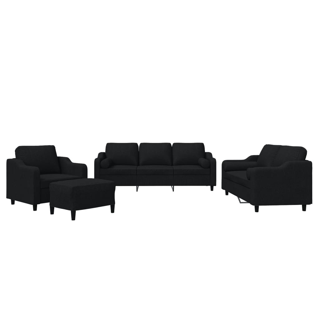 Ensemble de canapés 4 pcs avec coussins noir tissu - XIOS