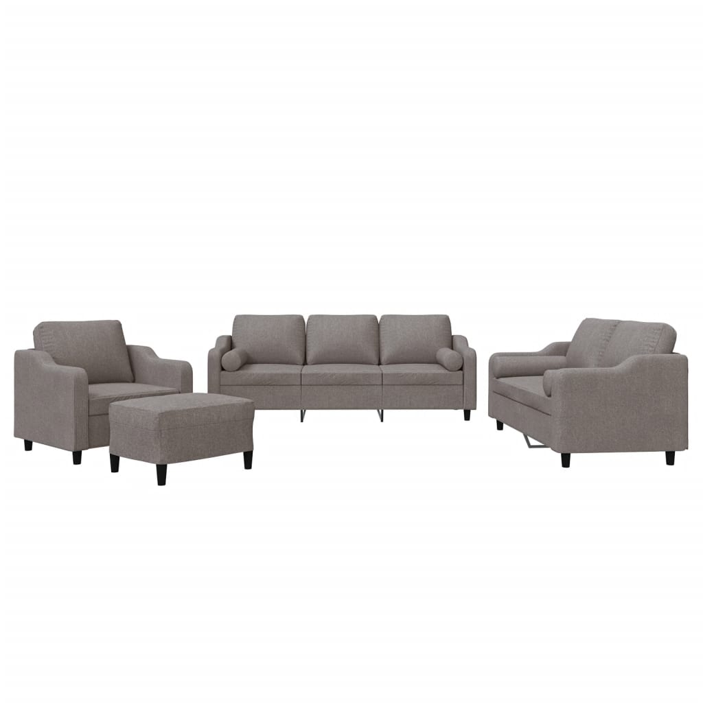 Ensemble de canapés 4 pcs avec coussins taupe tissu - XIOS