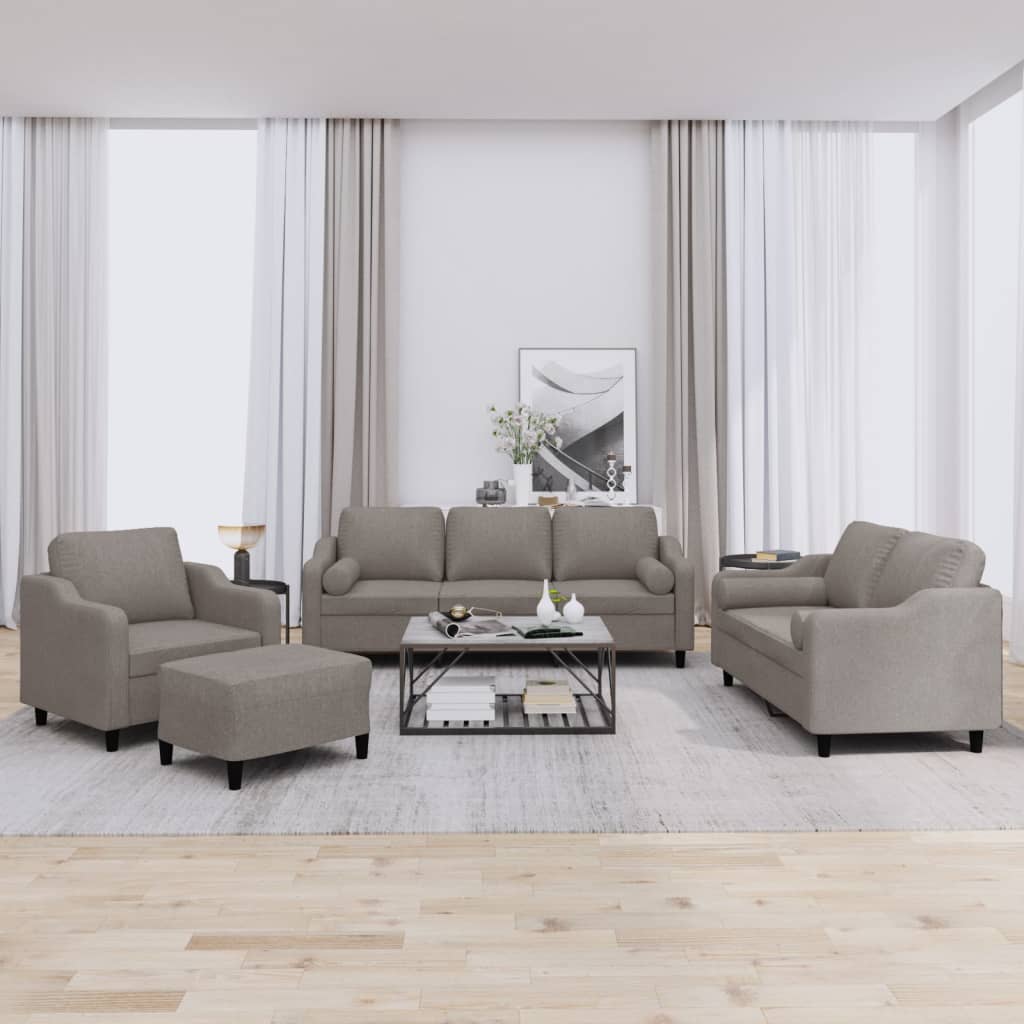 Ensemble de canapés 4 pcs avec coussins taupe tissu - XIOS