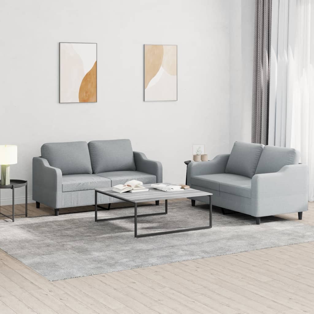 Ensemble de canapés 2 pcs avec coussins Gris clair Tissu - XIOS