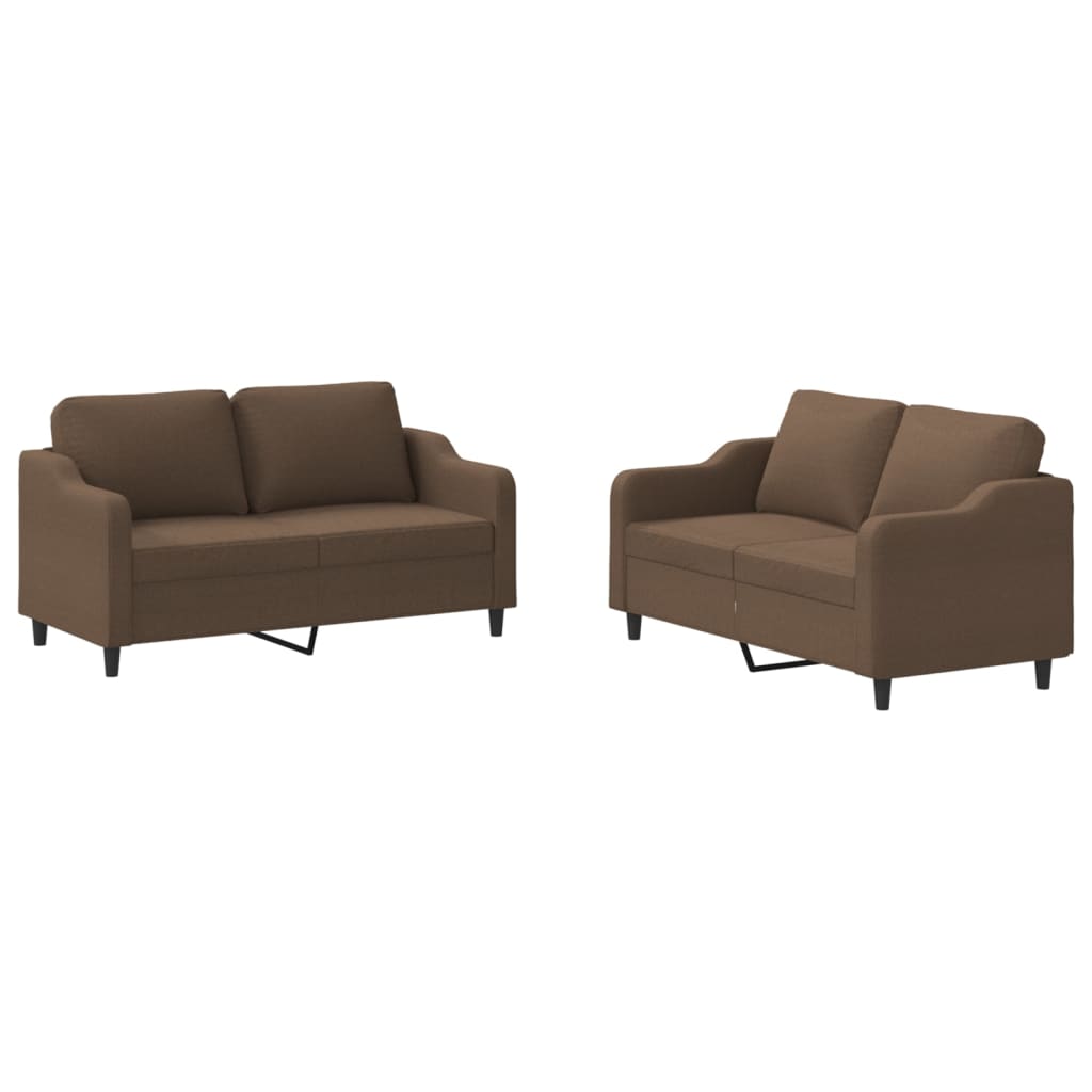 Ensemble de canapés 2 pcs avec coussins Marron Tissu - XIOS