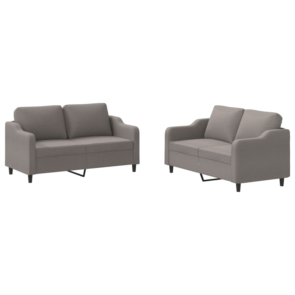 Ensemble de canapés 2 pcs avec coussins Taupe Tissu - XIOS
