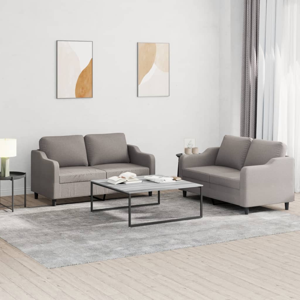 Ensemble de canapés 2 pcs avec coussins Taupe Tissu - XIOS