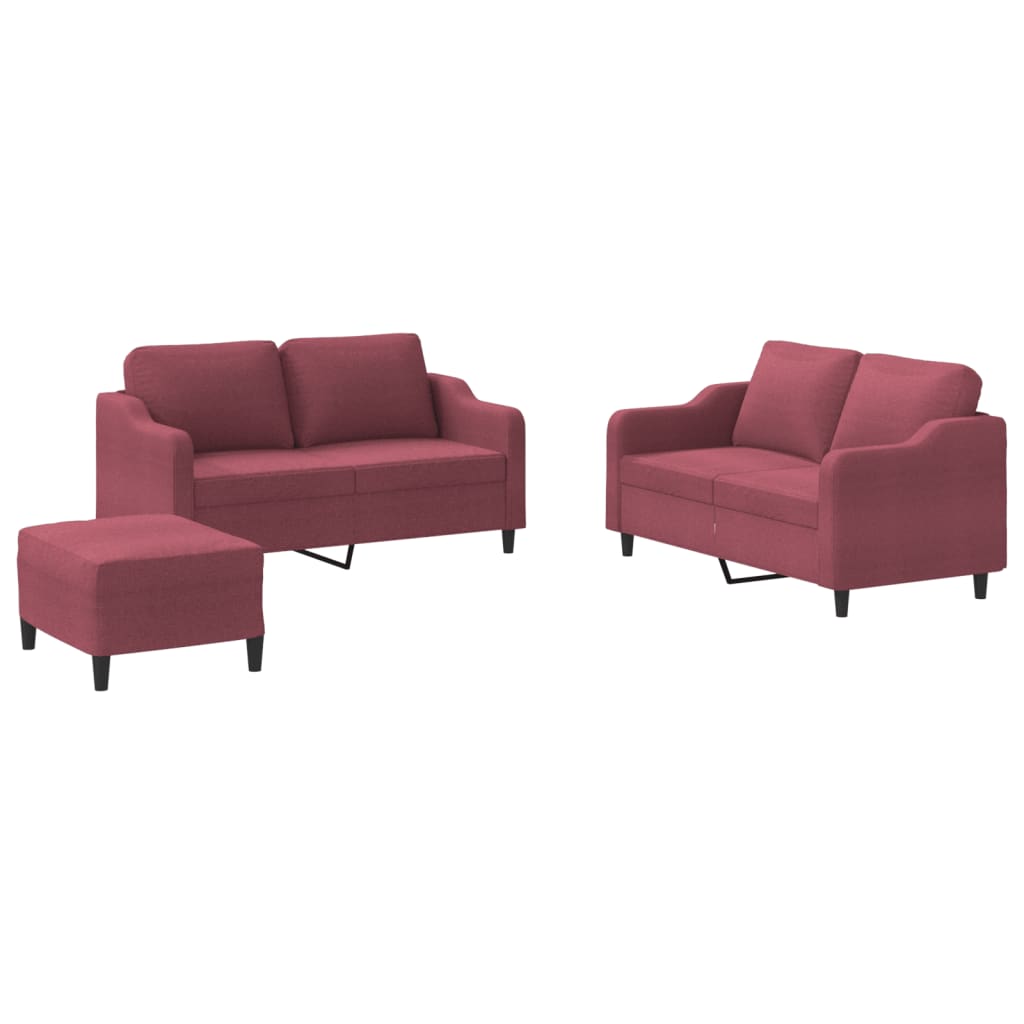 Ensemble de canapés 3 pcs avec coussins Rouge bordeaux Tissu - XIOS