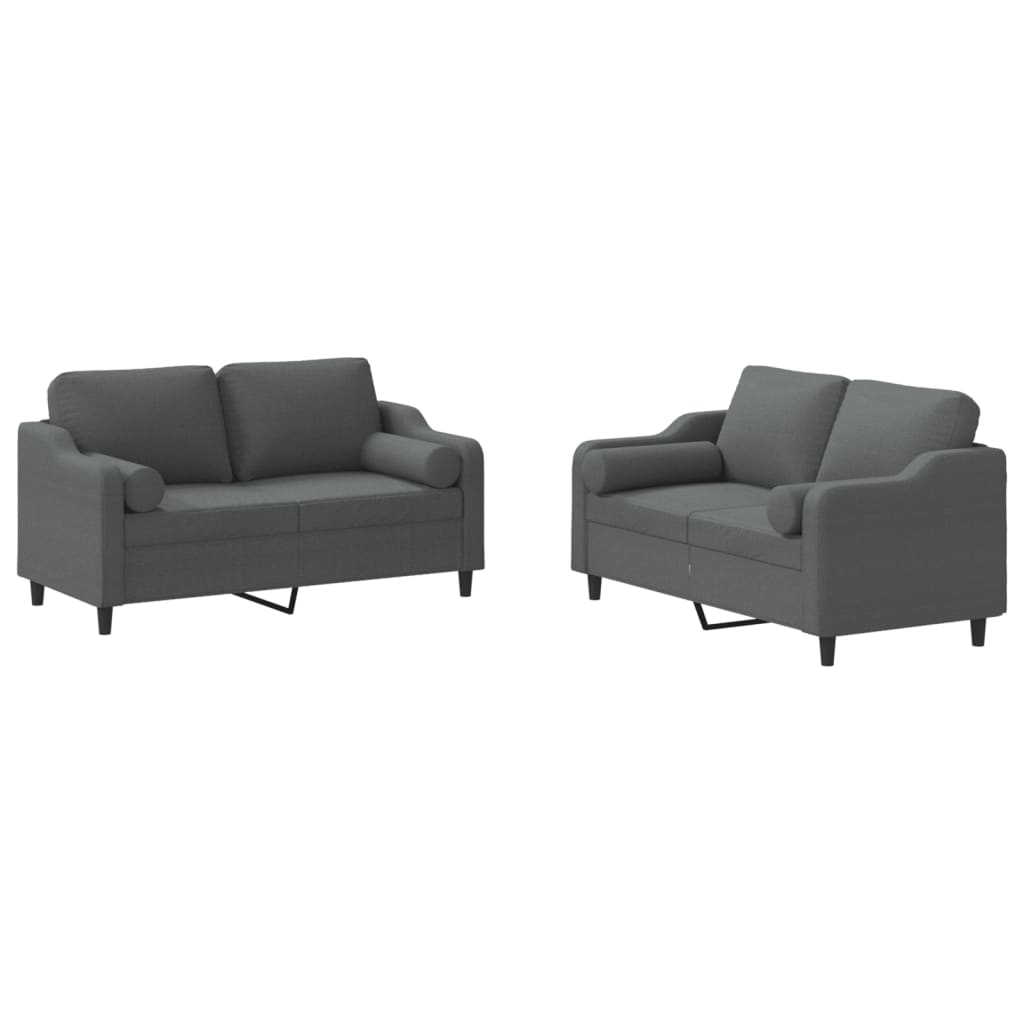 Ensemble de canapés 2 pcs coussins gris foncé tissu - XIOS