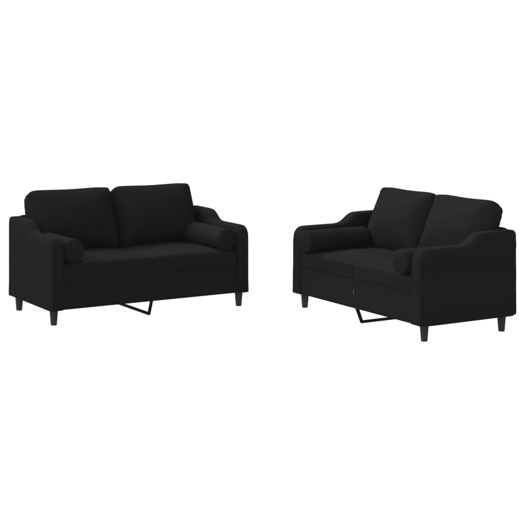 Ensemble de canapés 2 pcs avec coussins noir tissu - XIOS