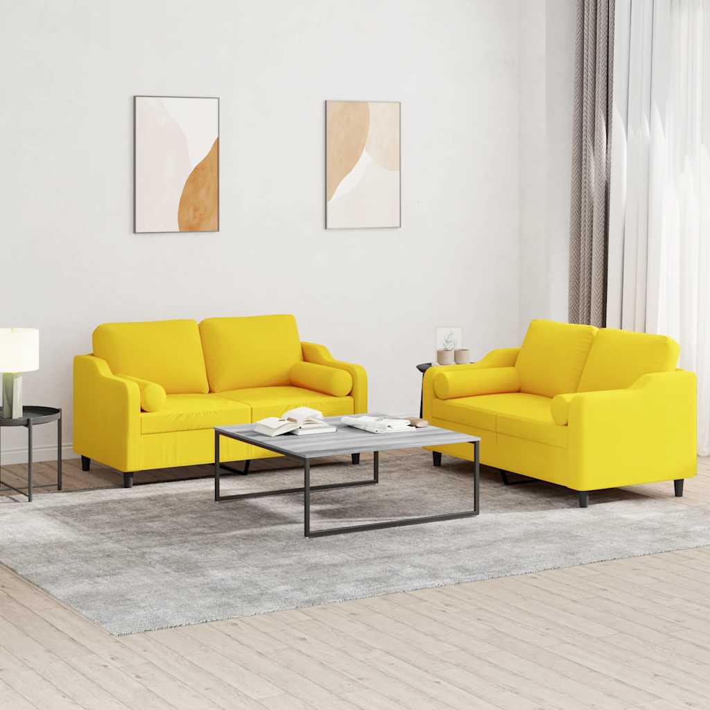 Ensemble de canapés 2 pcs avec coussins jaune clair tissu - XIOS