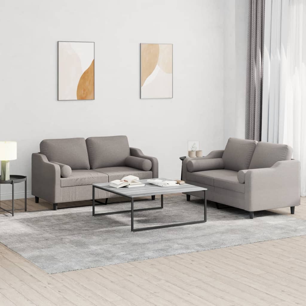 Ensemble de canapés 2 pcs avec coussins taupe tissu - XIOS
