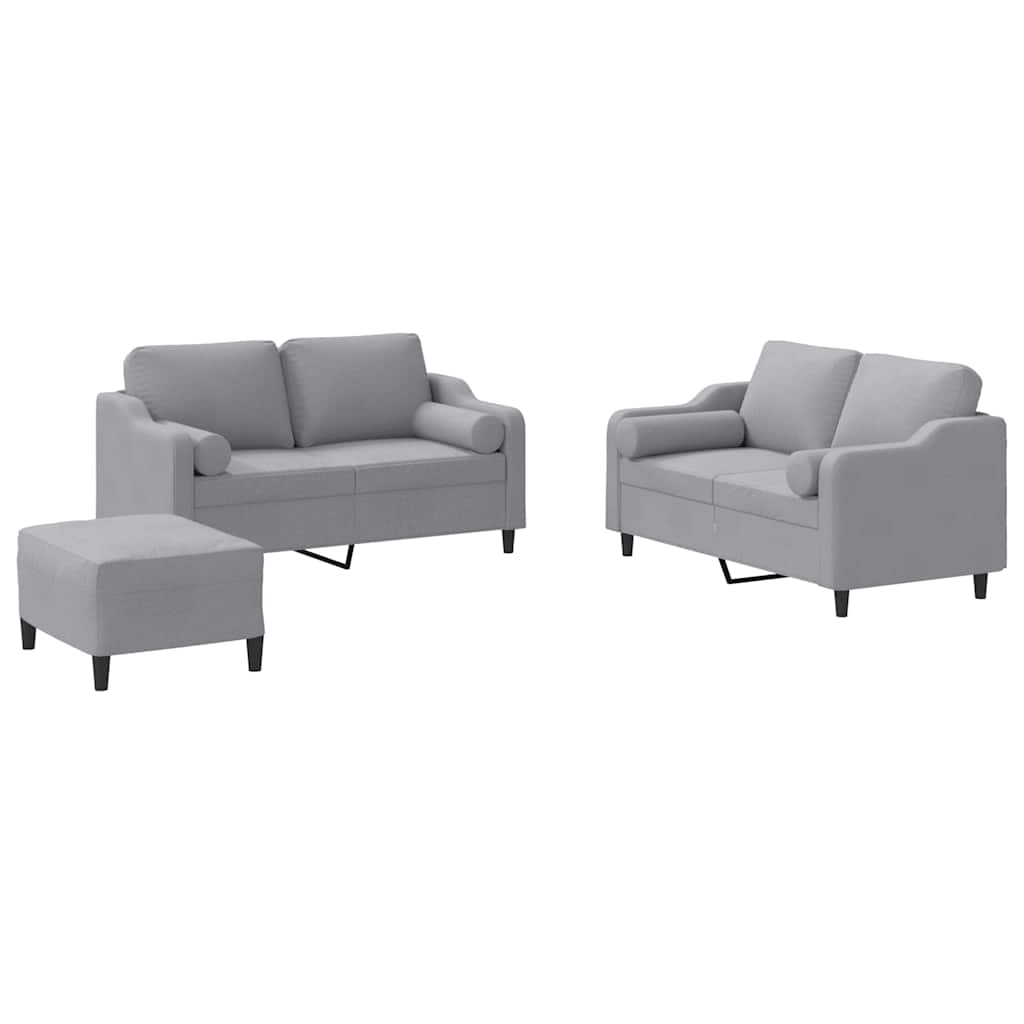 Ensemble de canapés 3 pcs coussins gris clair tissu - XIOS