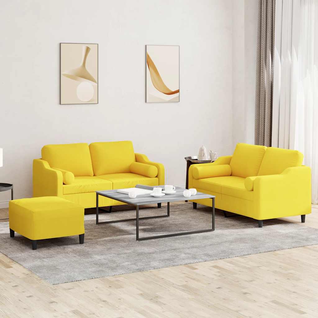 Ensemble de canapés 3 pcs avec coussins jaune clair tissu - XIOS