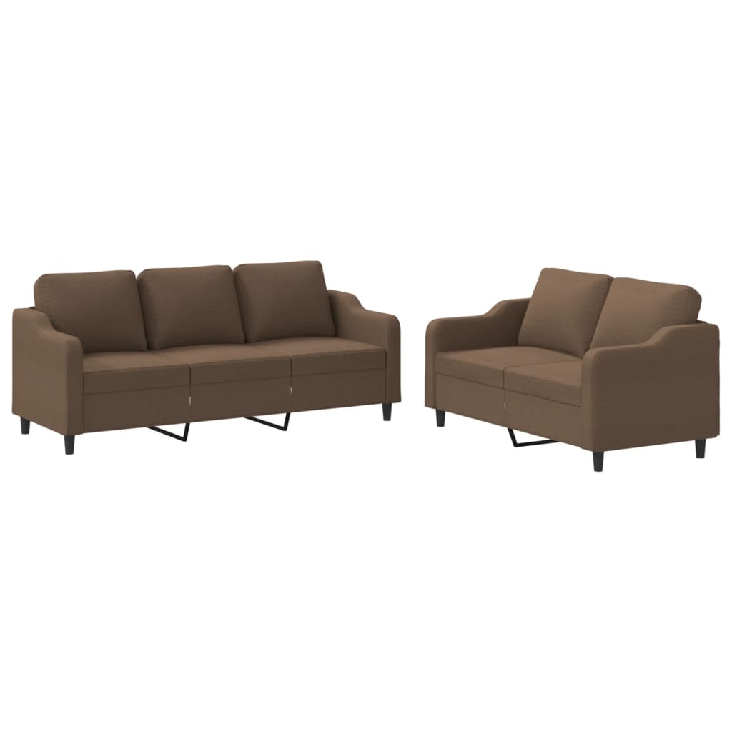 Ensemble de canapés 2 pcs avec coussins Marron Tissu - XIOS