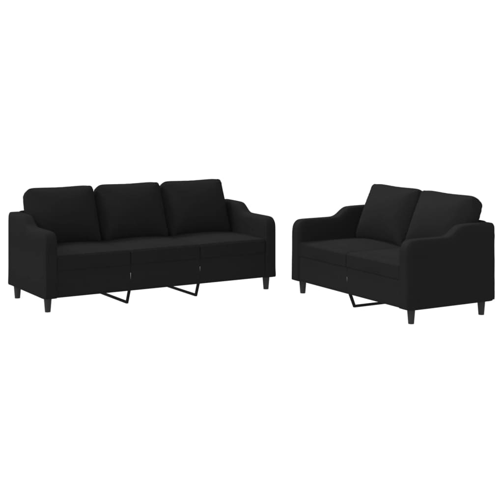 Ensemble de canapés 2 pcs avec coussins Noir Tissu - XIOS