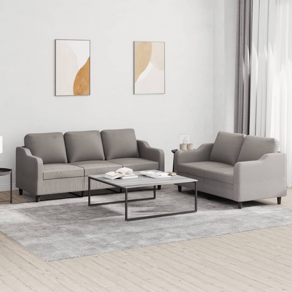 Ensemble de canapés 2 pcs avec coussins Taupe Tissu - XIOS