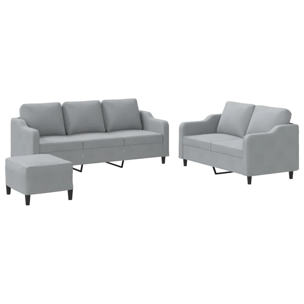 Ensemble de canapés 3 pcs avec coussins Gris clair Tissu - XIOS