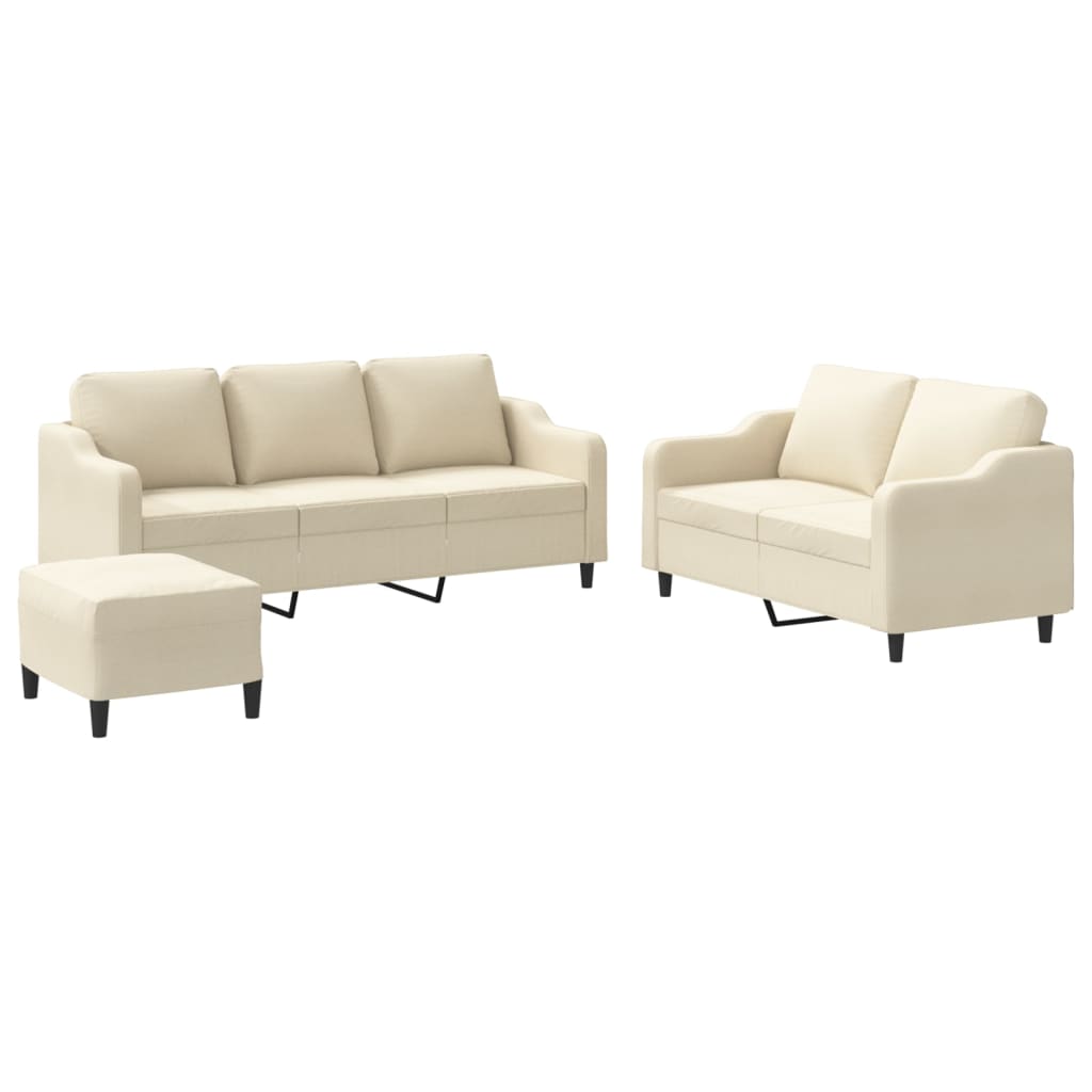 Ensemble de canapés 3 pcs avec coussins Crème Tissu - XIOS