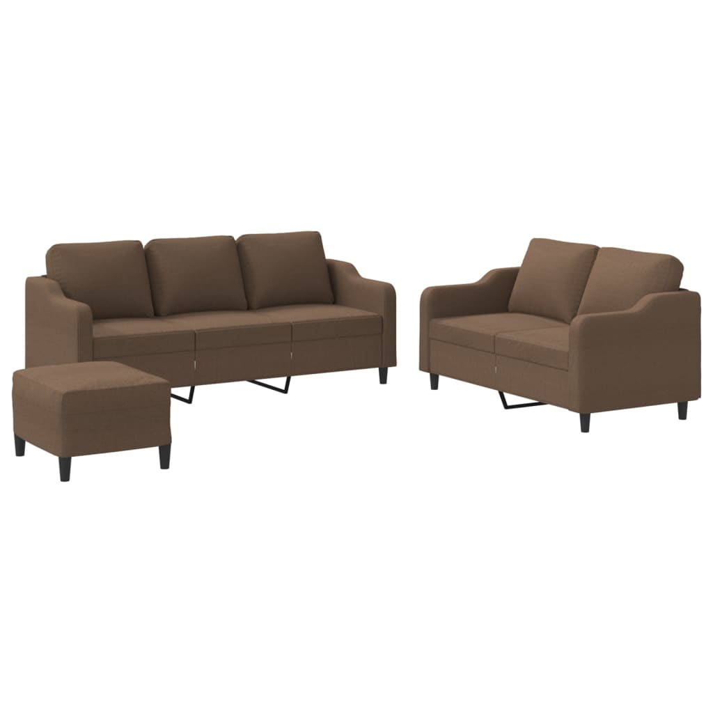 Ensemble de canapés 3 pcs avec coussins Marron Tissu - XIOS