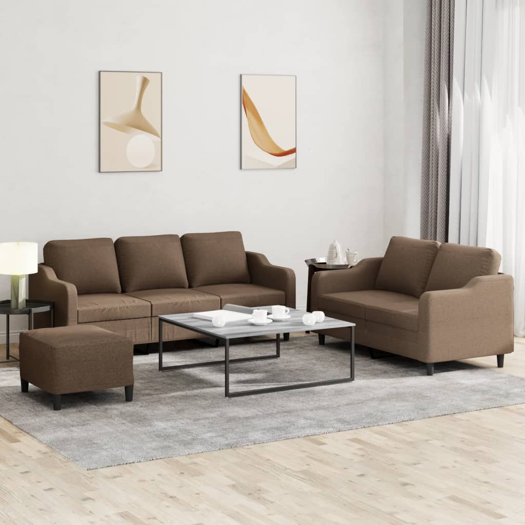 Ensemble de canapés 3 pcs avec coussins Marron Tissu - XIOS