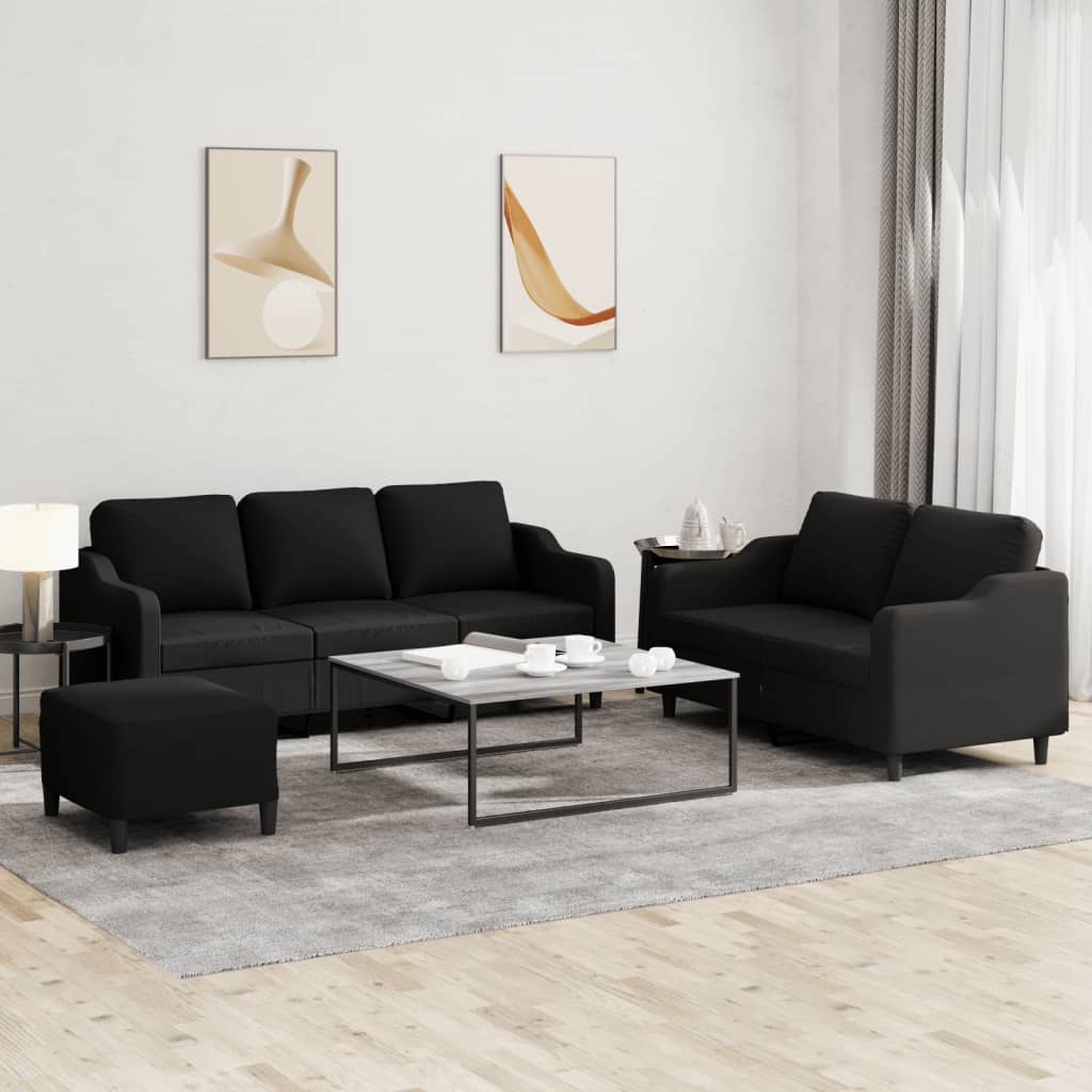 Ensemble de canapés 3 pcs avec coussins Noir Tissu - XIOS