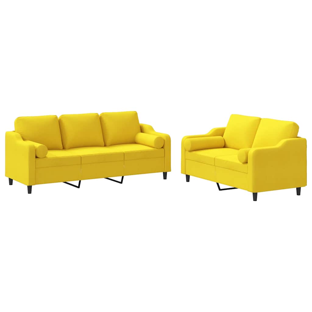 Ensemble de canapés 2 pcs avec coussins jaune clair tissu - XIOS