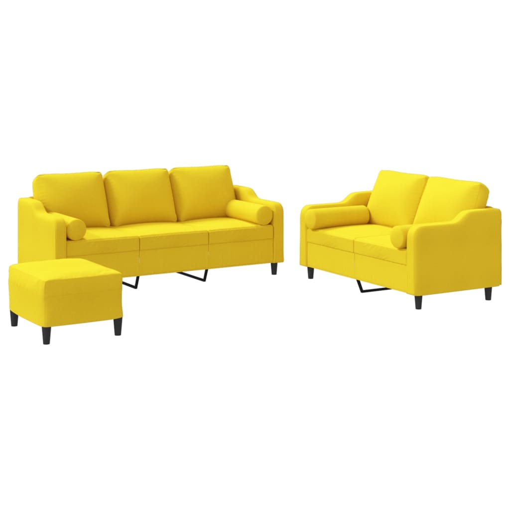 Ensemble de canapés 3 pcs avec coussins jaune clair tissu - XIOS