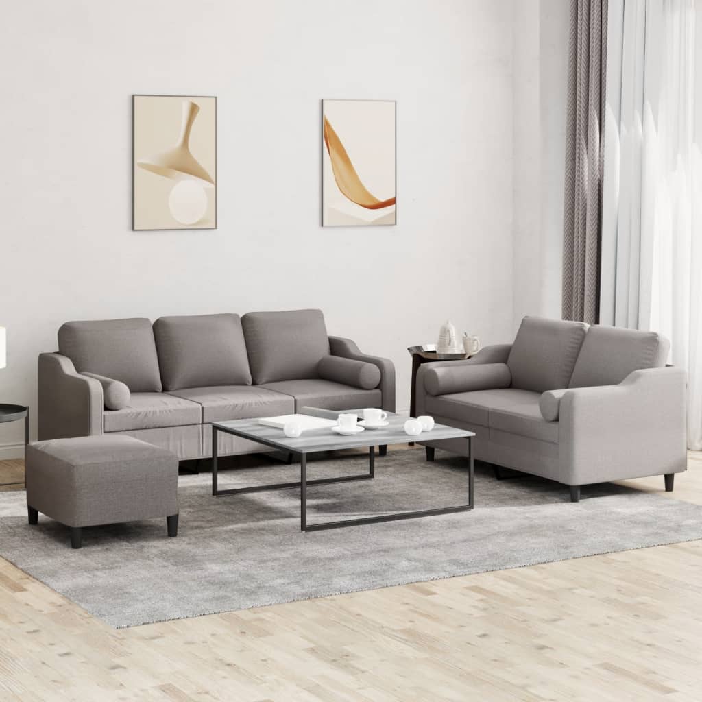 Ensemble de canapés 3 pcs avec coussins taupe tissu - XIOS