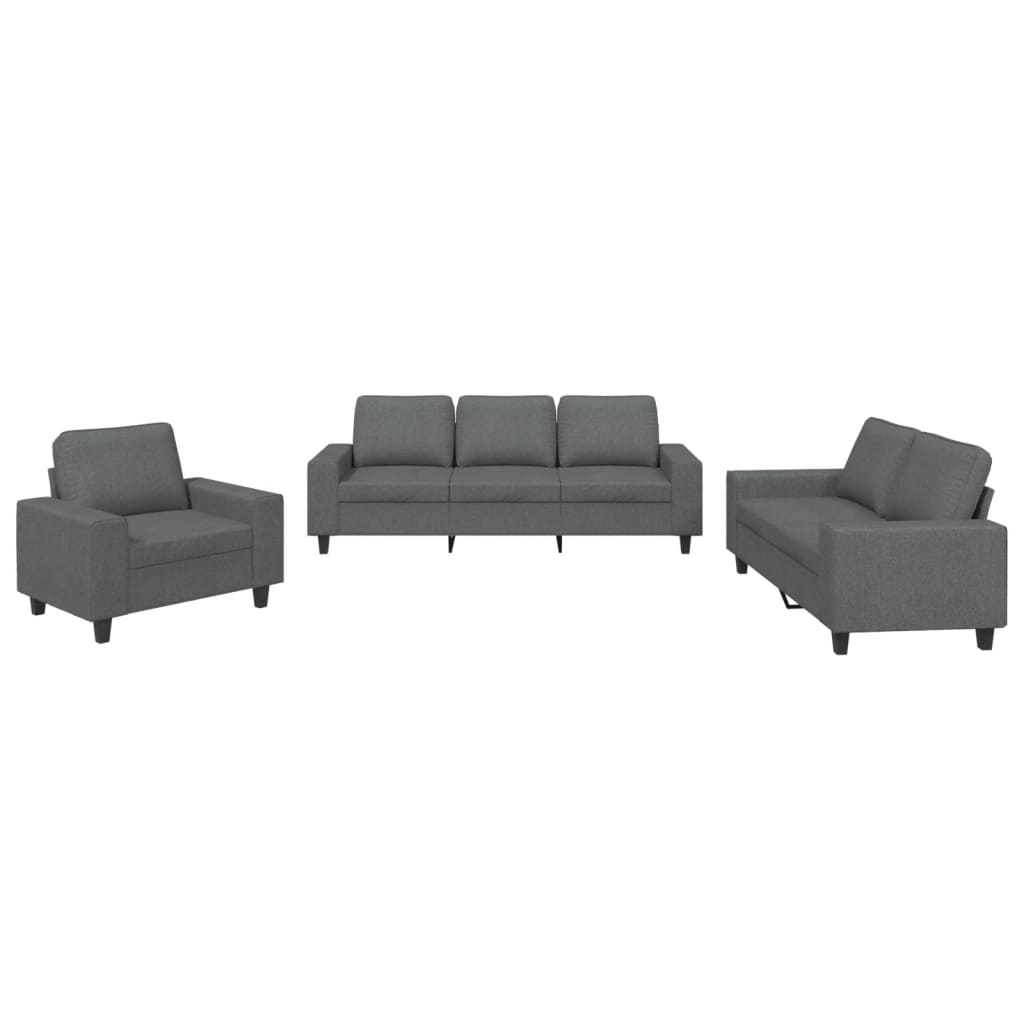 Ensemble de canapés 3 pcs gris foncé tissu - XIOS