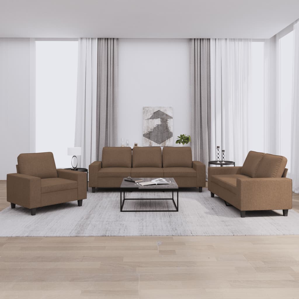 Ensemble de canapés 3 pcs marron tissu - XIOS