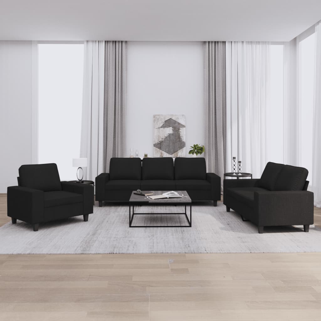 Ensemble de canapés 3 pcs noir tissu - XIOS