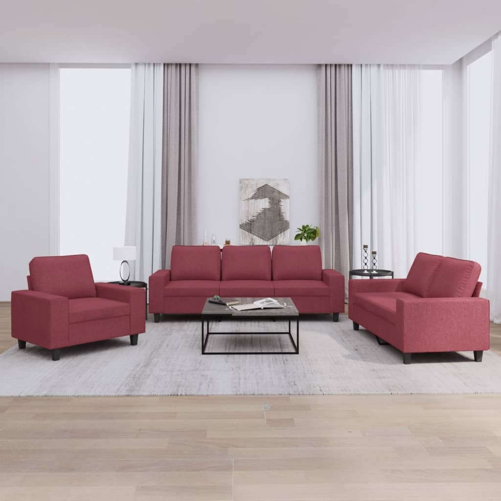 Ensemble de canapés 3 pcs rouge bordeaux tissu - XIOS