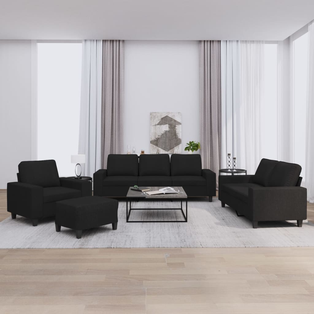 Ensemble de canapés 4 pcs noir tissu - XIOS