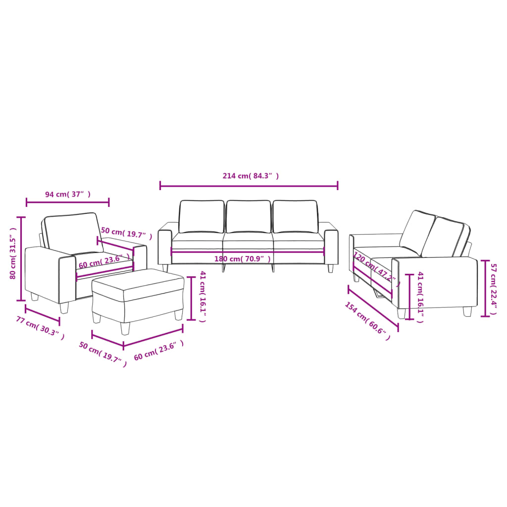 Ensemble de canapés 4 pcs jaune clair tissu - XIOS