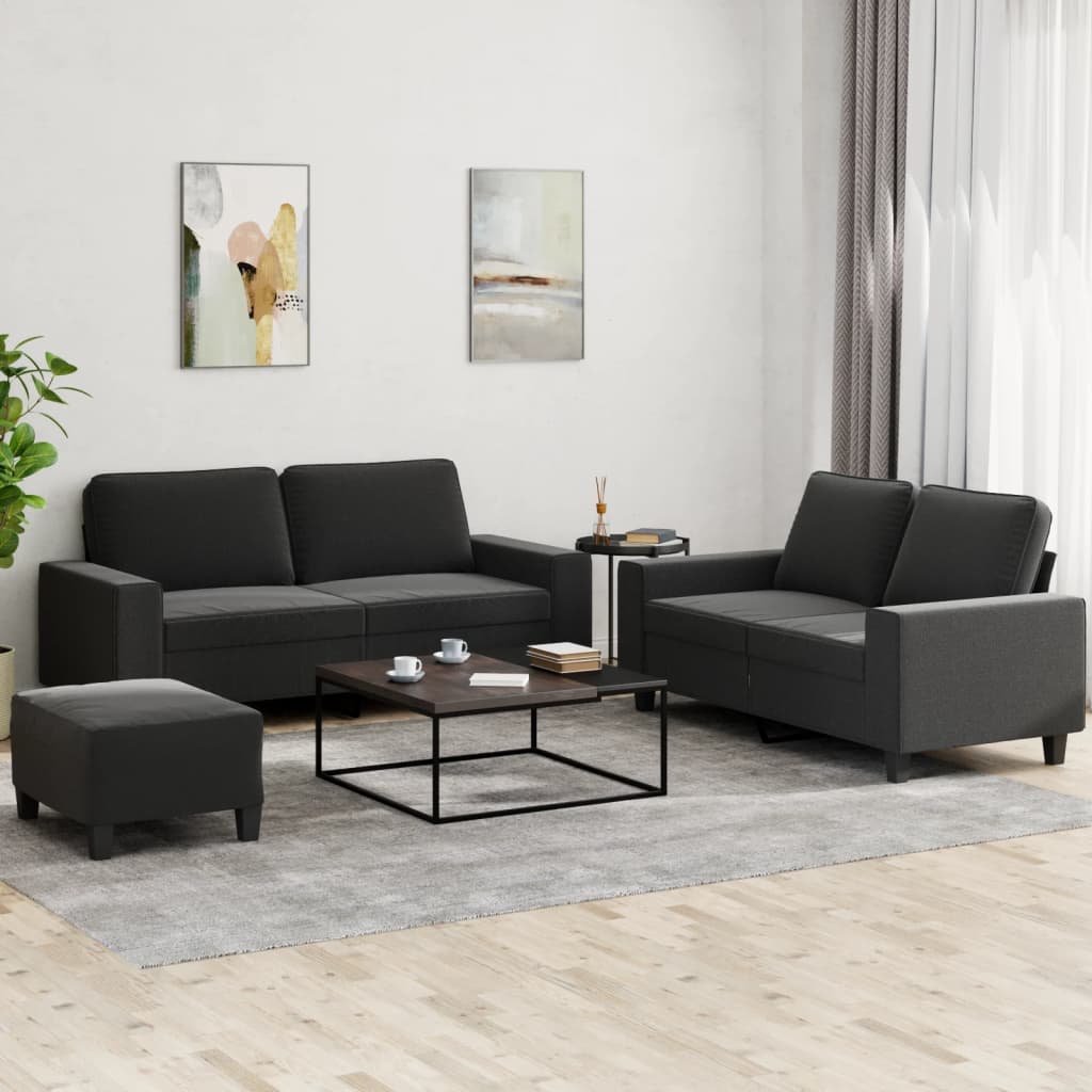 Ensemble de canapés 3 pcs noir tissu - XIOS