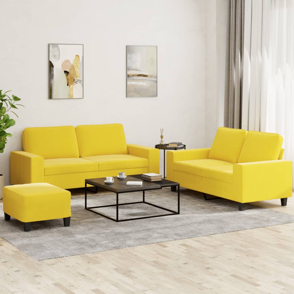 Ensemble de canapés 3 pcs jaune clair tissu - XIOS