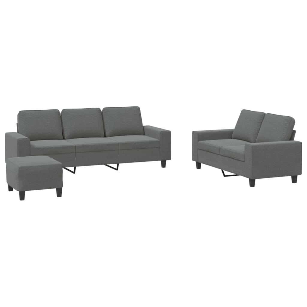 Ensemble de canapés 3 pcs gris foncé tissu - XIOS