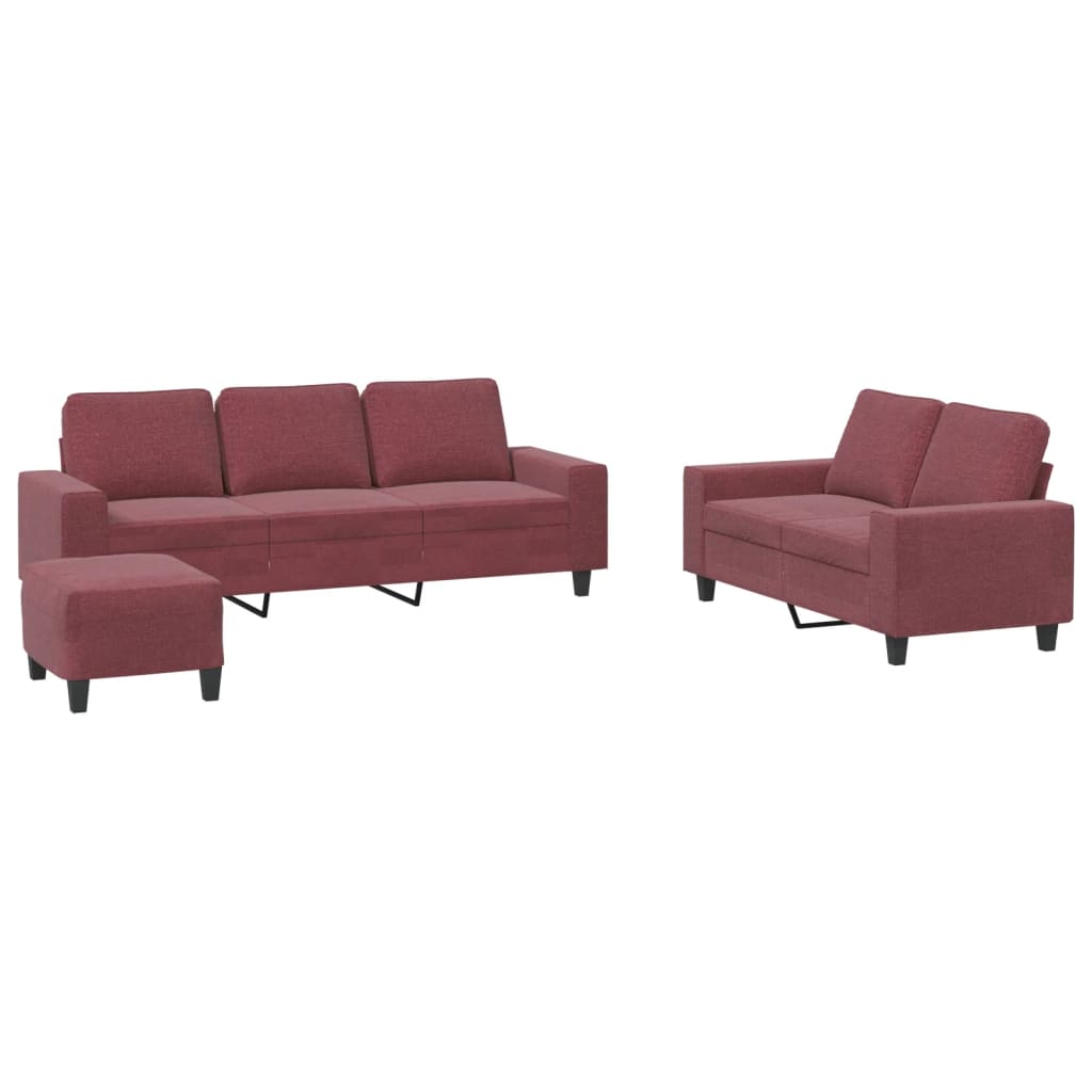 Ensemble de canapés 3 pcs rouge bordeaux tissu - XIOS