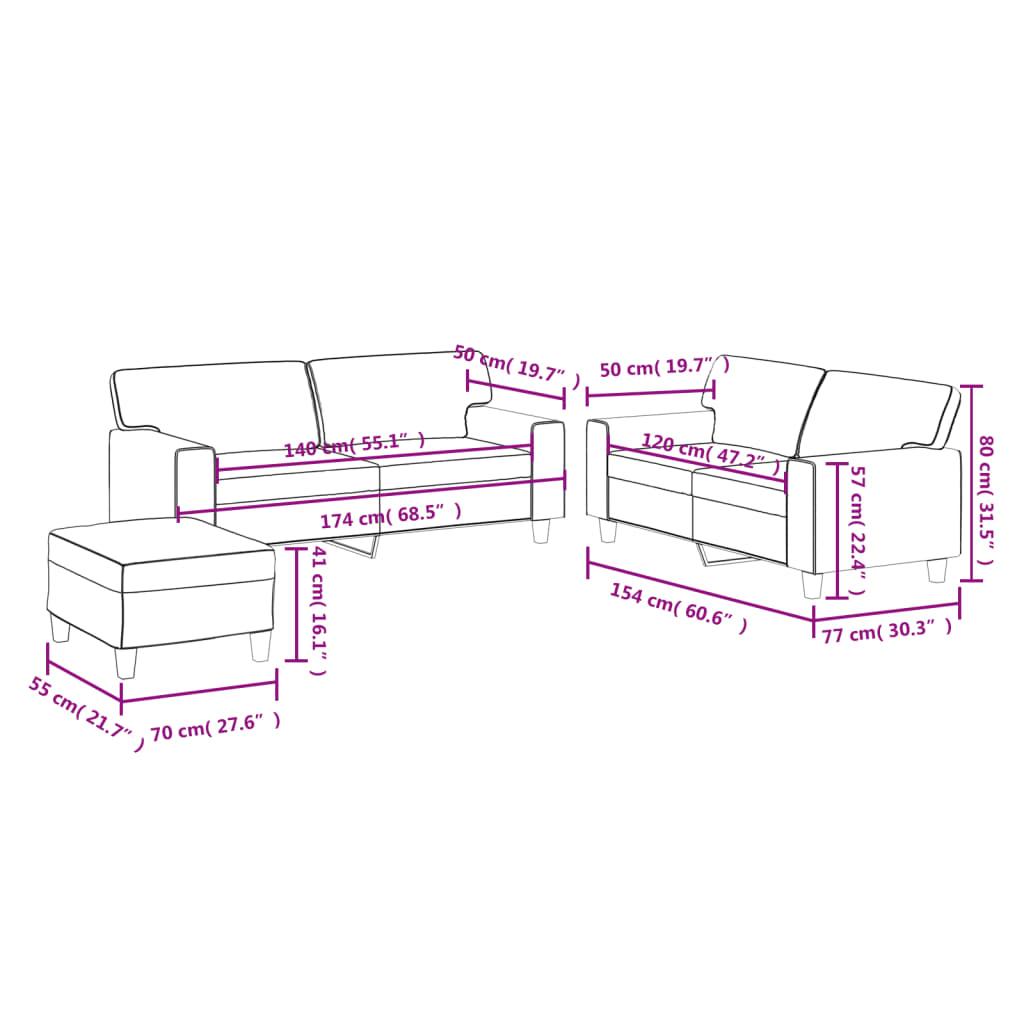 Ensemble de canapés 3 pcs gris similicuir - XIOS